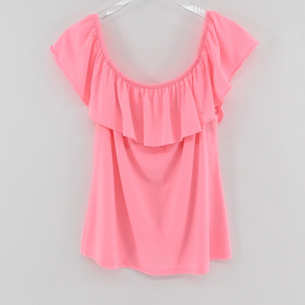 Lilly Pulitzer La Fortuna Off The Shoulder Ruffle Top Womens Size L Pink Resort